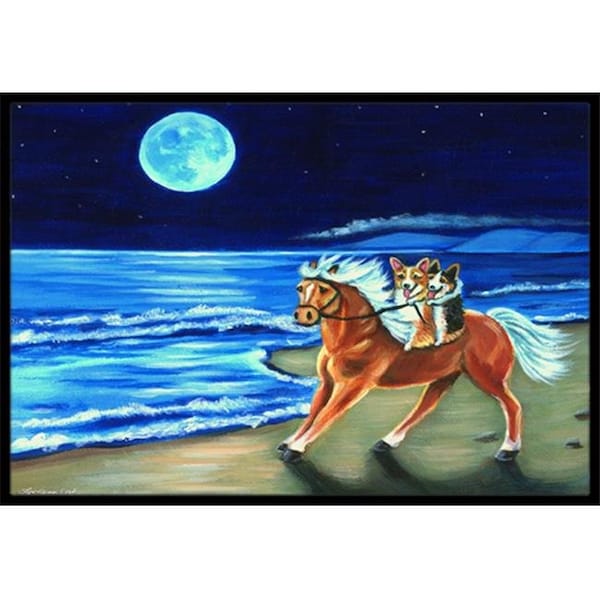 Carolines Treasures Carolines Treasures 7318MAT Corgi Beach Ride On Horse Indoor & Outdoor Mat; 18 x 27 in. 7318MAT - main